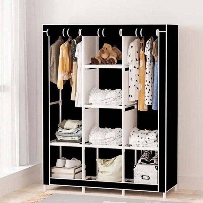 Armoire multifonctionnelle en tissu anti-poussière, armoire de rangement pour vêtements, Couleur aléatoire