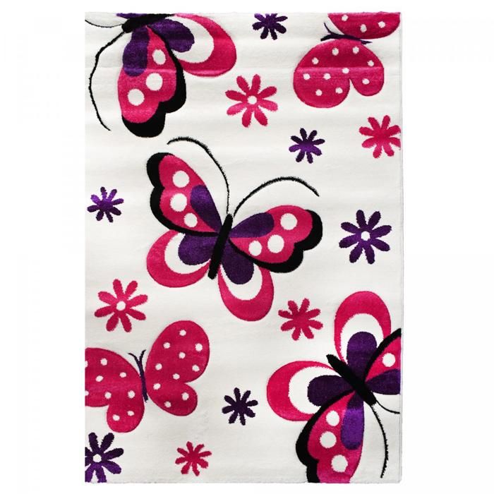 Tapis enfant - UNAMOURDETAPIS - KIDS PAPILLONS - 120x170 cm - Gris - Rectangulaire