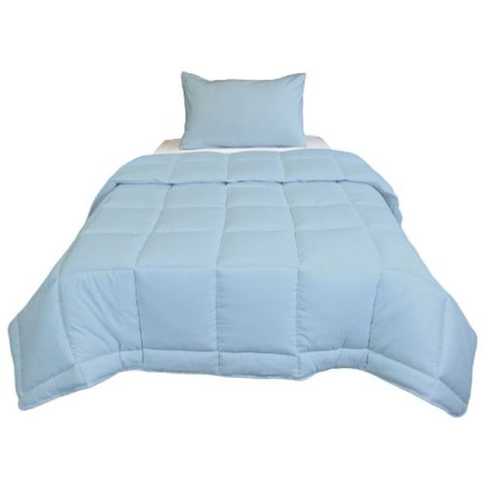 Couette - DWIRTY - Microgel Antiallergique - 1 Place - Bleu Glacier - Facilité d'entretien