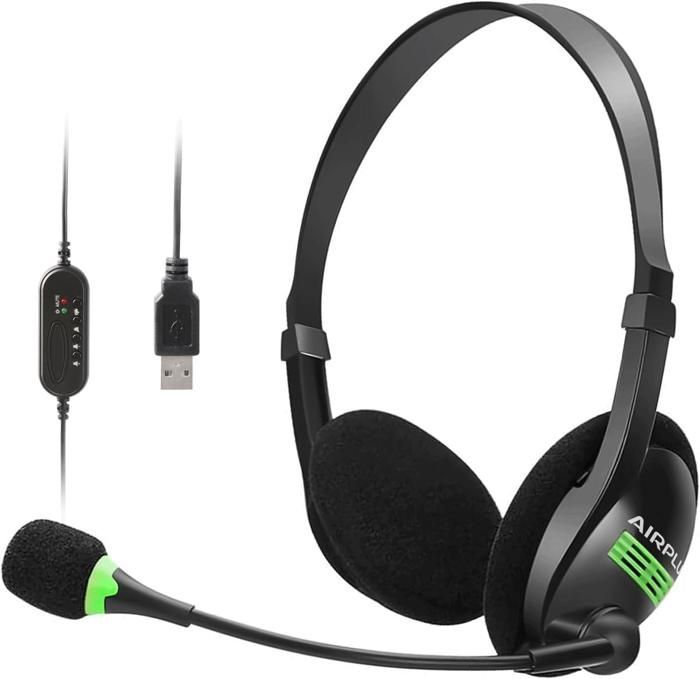 Airplus Casque USB avec microphone réduction du bruit et contrôle audio
