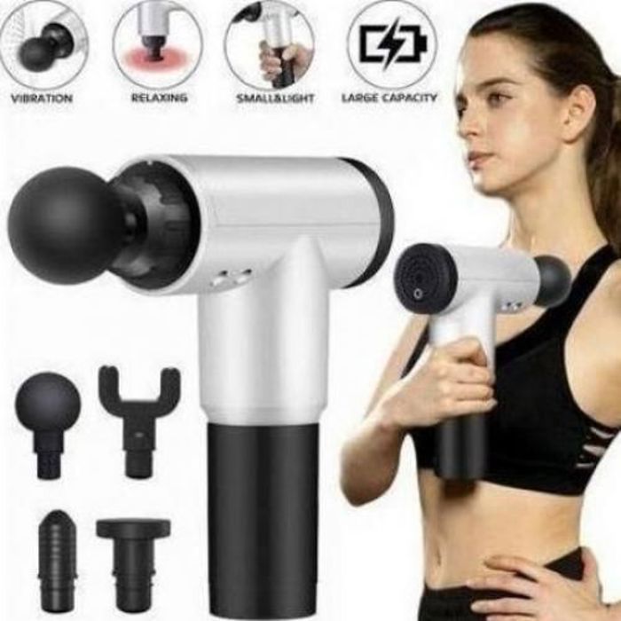 Pistolet de massage musculaire rechargeable à 6 niveaux et 4 têtes