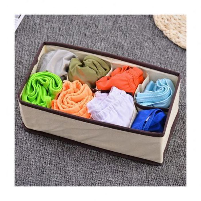 Boîte de rangement - Non spécifié - 8 cellules - Pliable - Portable - Pour sous-vêtements et chaussettes