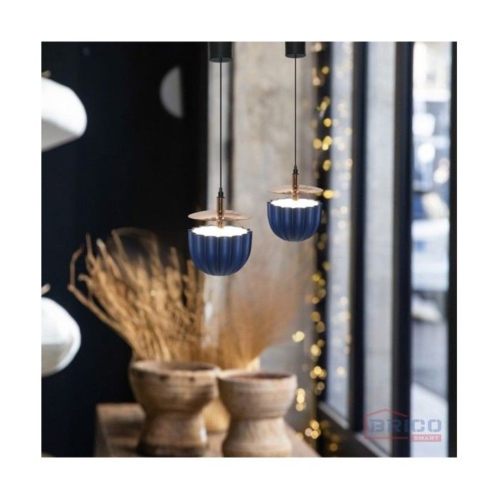 Suspension Luminaire - BricoSmart - Coque Ajustable - 10W - 10x23 cm - Bleue