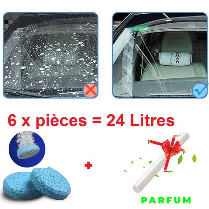 6 Pièces Lave-Glace Equivalent à 24 litres + Parfum de voiture cadeau