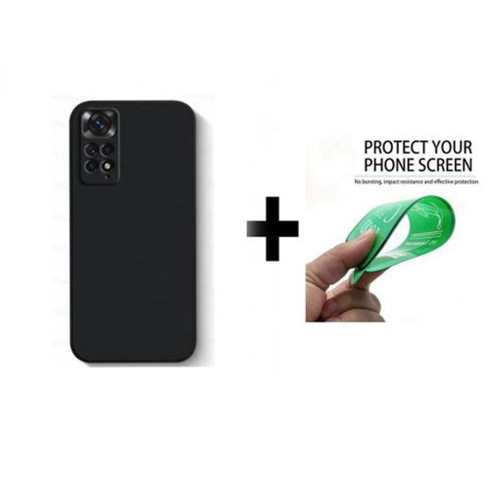 Case Pack : Pochette Redmi Note 11 4G Silicone Souple Black + Protection Incassable