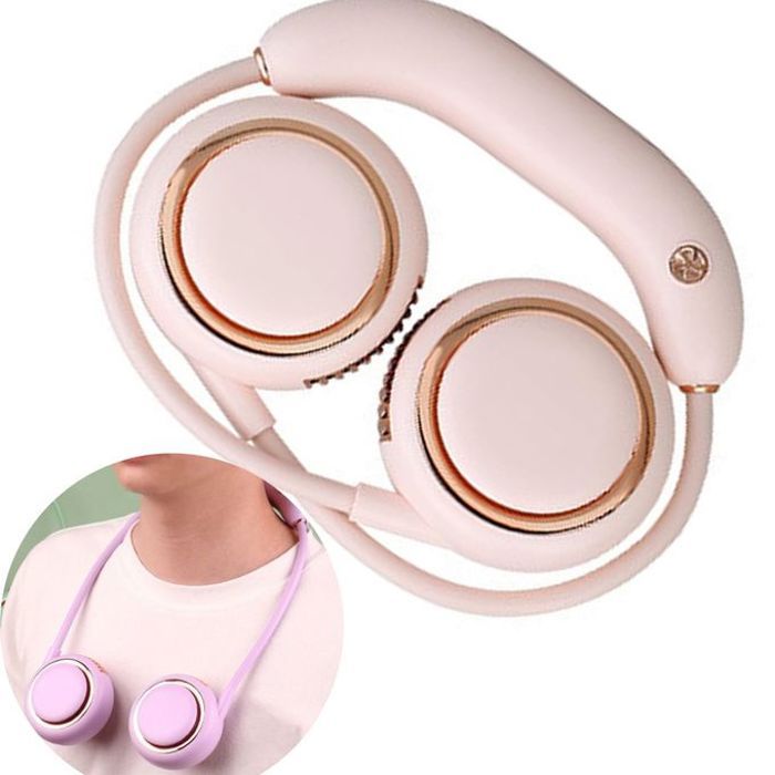 Ventilateur de cou portable, offrant un refroidissement à 360° silencieux et rechargeable par USB.