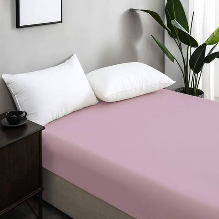 Drap Housse Uni Rose Antiallergique (2 Places) - 180x200 cm / - Antiallergique & Doux-