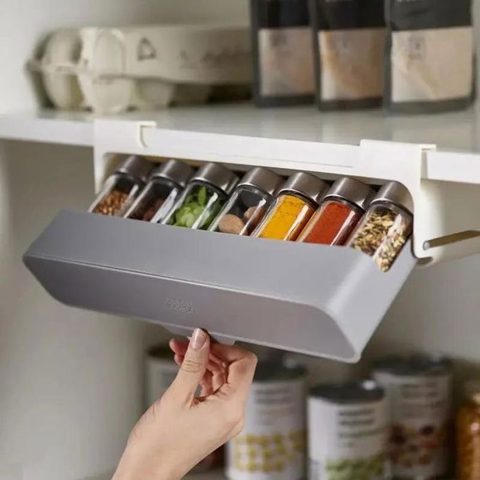 Organisateur mural auto-adhésif pour bouteilles d'assaisonnement, rangement caché
