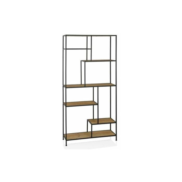 Étagère rectangulaire - Bois et métal - 80x25,5x170 cm - Style industriel - Polyvalente - À monter soi-même