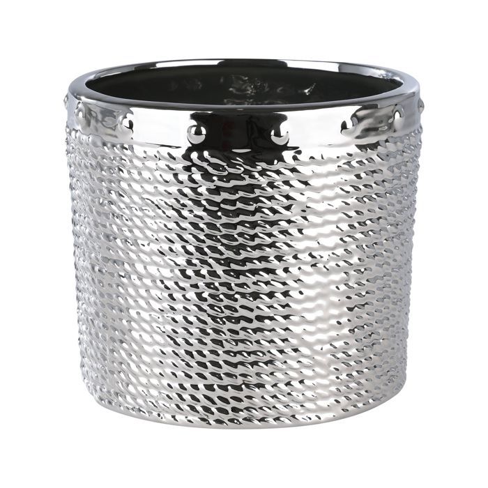 Cache-pot - ARAMBERRI - Modèle argenté - Diamètre 17 cm - Hauteur 14,5 cm - Design élégant