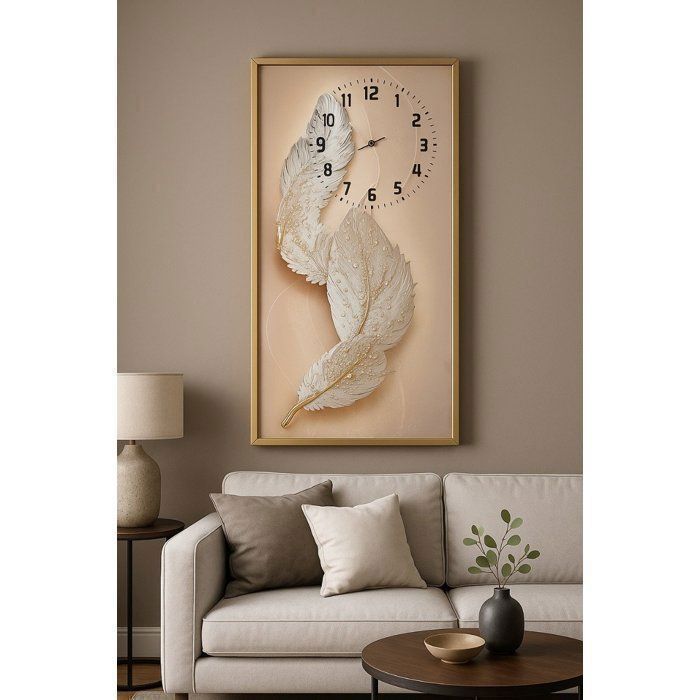 cadre tableau avec horloge 43x83cm