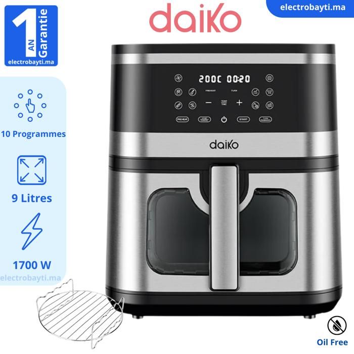 Daiko - Friteuse sans Huile - 9 Litres - 10 programmes-Ecran tactile LED - 1700W -Germany