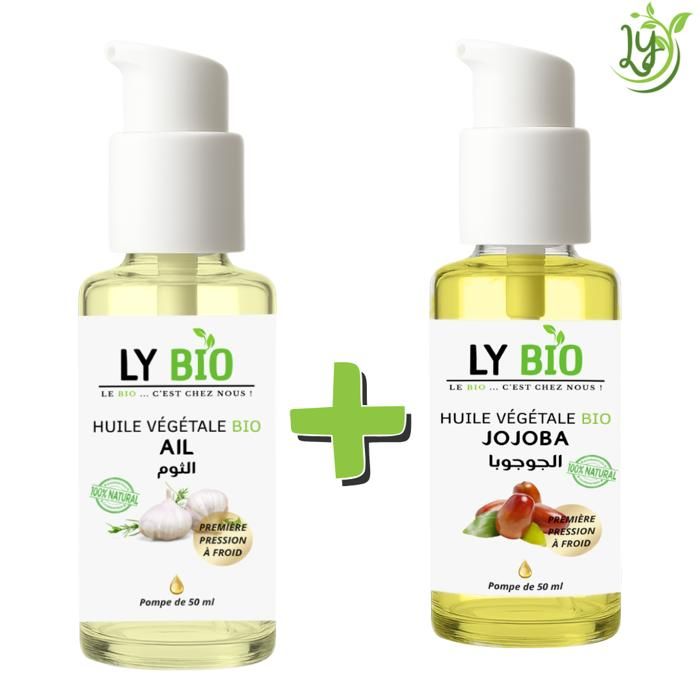 LYBIO PACK HUILE AIL 50ML - POMPE + HUILE JOJOBA 50ML - POMPE