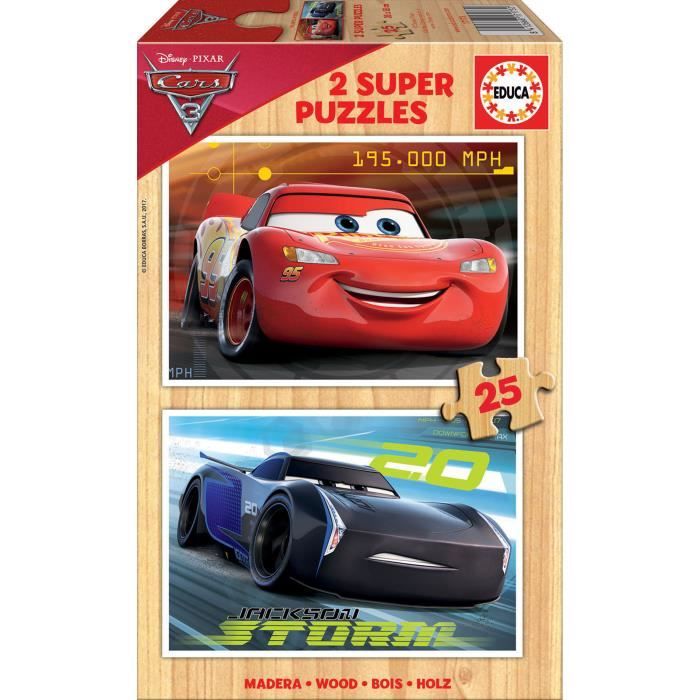 Puzzle en bois Cars 3 - EDUCA - 2x25 pièces - Pour enfants à partir de 3 ans