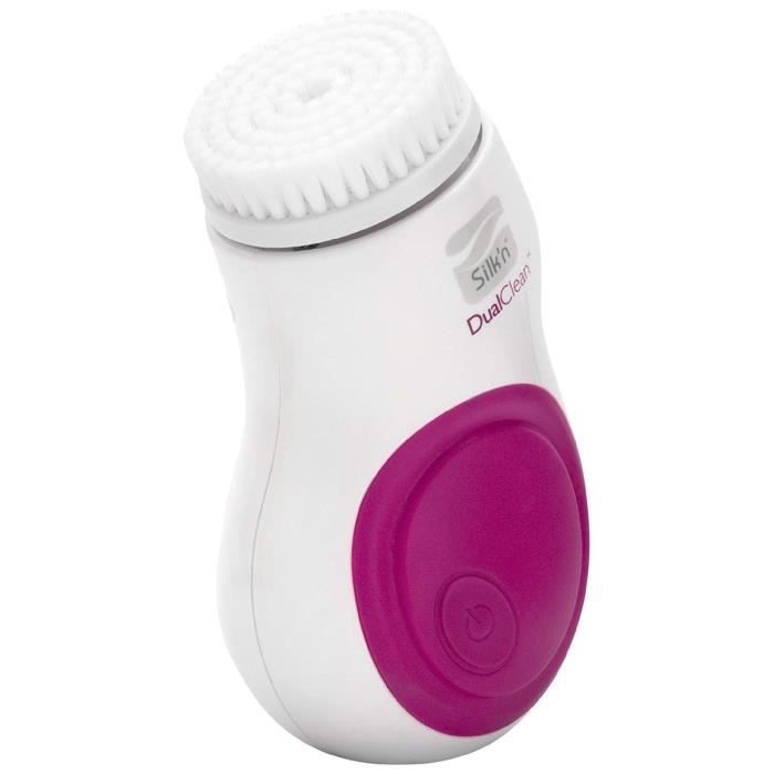 Brosse nettoyante visage - SILK'N - Dual Clean - Double tête - Piles AA incluses - Violet