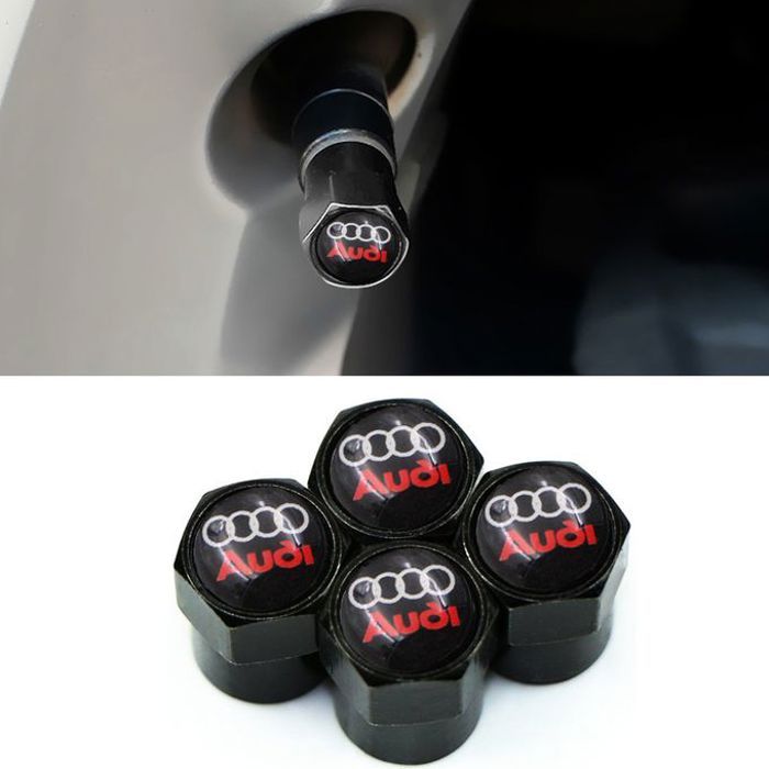 4 pièces Bouchon de valve logo Audi Noir