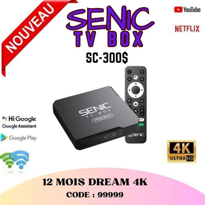 Senic SC-300+ Smart TV BOX Android 14 - Dual Wifi TV 5Ghz 2Go+16Go 4K Ultra HD