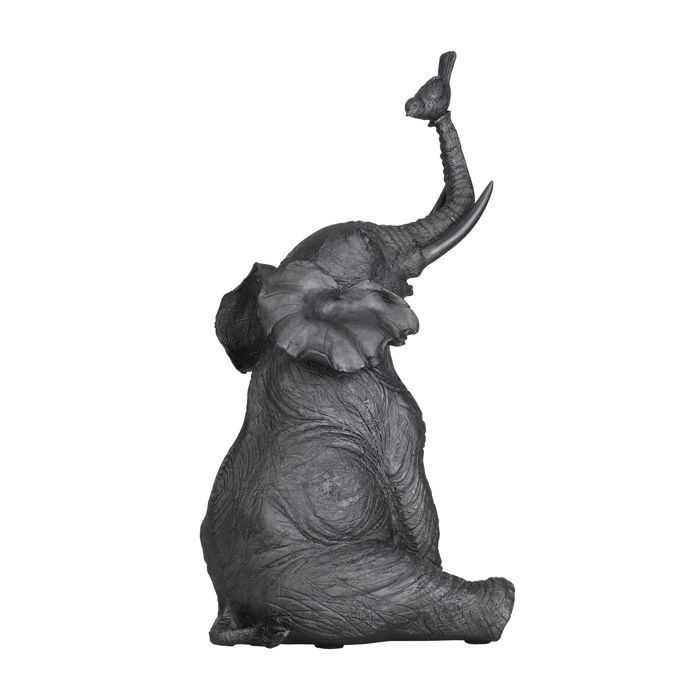 Statue - SIOCON - Éléphant assis - Finition argentée et noire - Objets décoratifs - Design contemporain