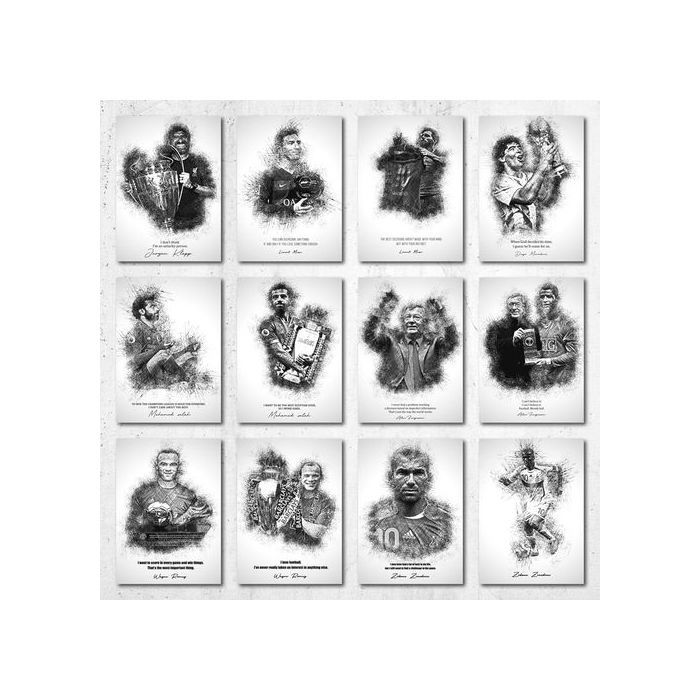 Poster A5 - Legendary Football Players - Style 6 - 350g - Décoration murale - Célébrités