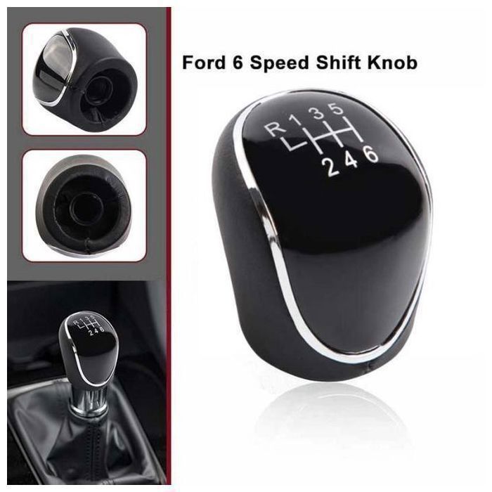 Pommeau de Levier de Vitesse - GENERIC - Ford Mondeo - 6 Vitesses - Noir & Argent - Plastique ABS