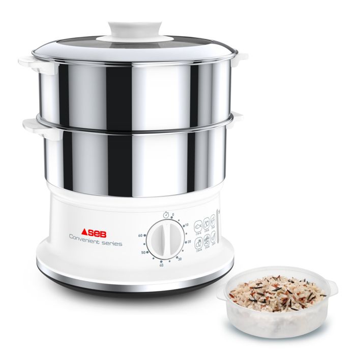 Tefal Cuiseur vapeur, 2 Bols Inox empilables, Cuisson saine, minuteur, VC145100
