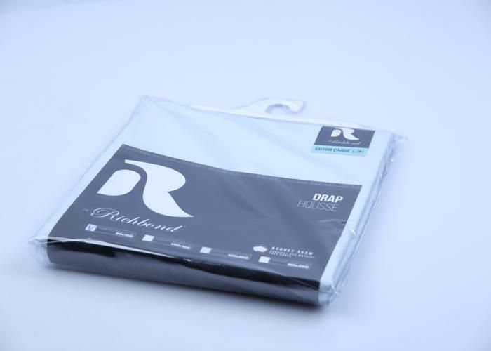 Drap housse coton cardé 90x190 bleu bébé