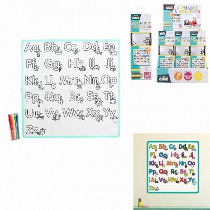 1 TAPIS ALPHABET A COLORIER 50 X 50 CM 5 FEUTRE LAVABLE A L EAU