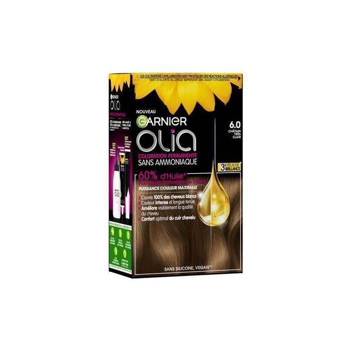 Coloration permanente - Garnier - Olia - 60% d'huiles - Sans ammoniaque - Châtain clair