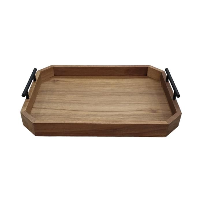 plateau en bois avec poignées en métal 42,5*31*7,