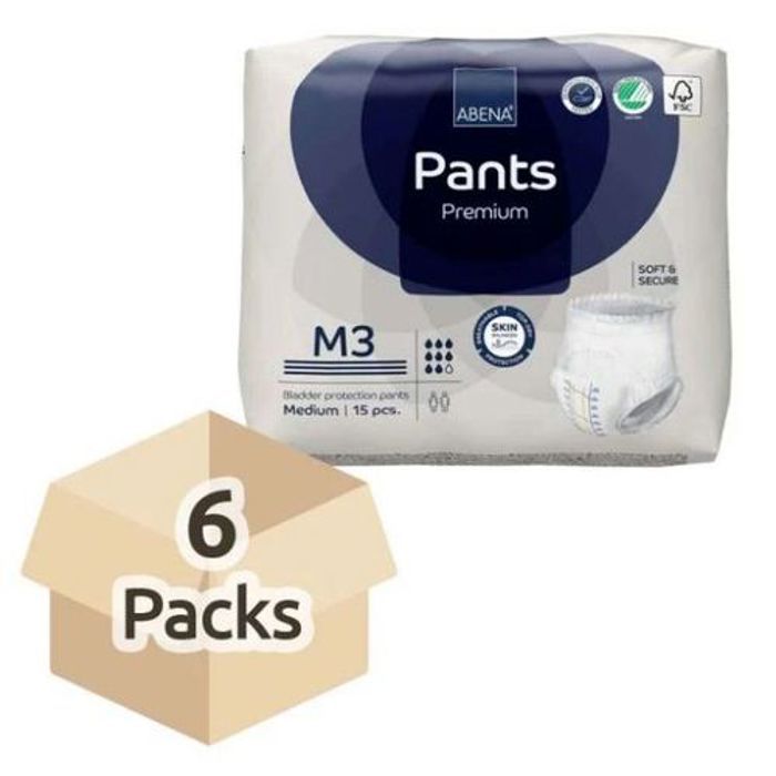 Couches pour Adultes - ABENA - PANTS Premium M3 - Taille M - Absorption 2400 ml - Pack de 6x15 unités