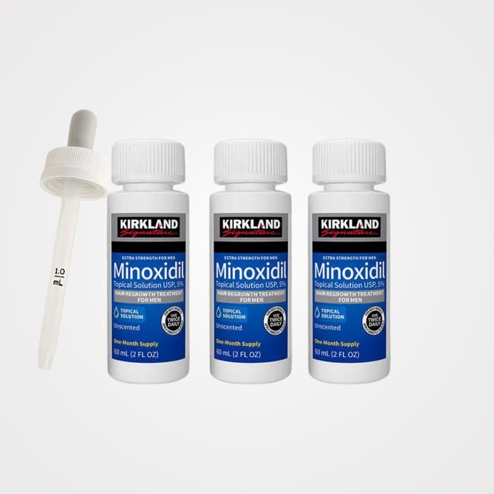 Traitement capillaire - KIRKLAND - Minoxidil 5% - 3 Bouteilles de 60ml - Pour hommes - Anti-chute