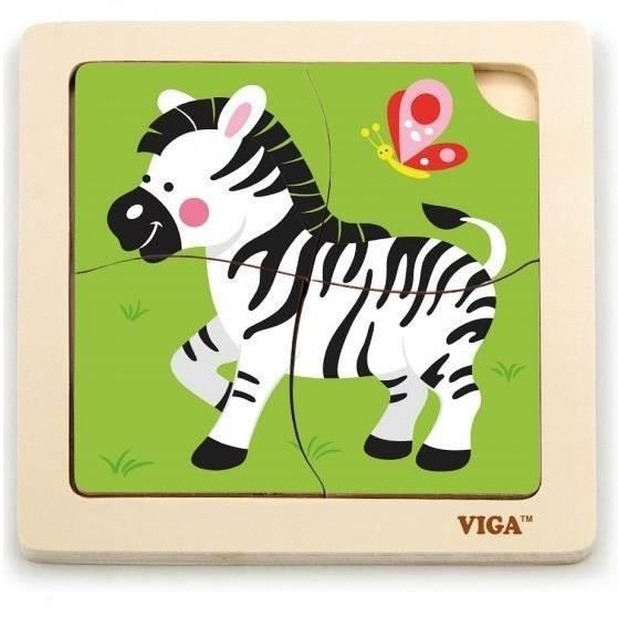 Viga Toys puzzle animal 4 pièces zébré vert zèbre