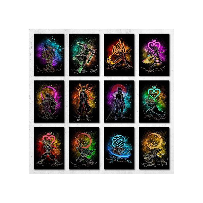 Poster A5 - Négatif - Personnages Anime Populaires - Collection 7 - Décoration Murale - Design Contemporain