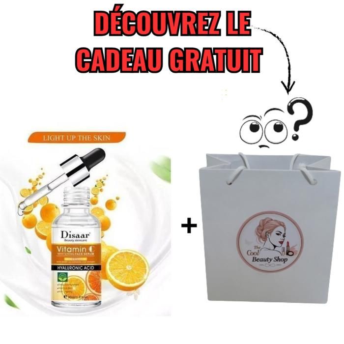 Sérum Vitamine C blanchissant visage acide hyaluronique élimination des taches de rousseur cicatrices d'acné + Cadeau gratuit