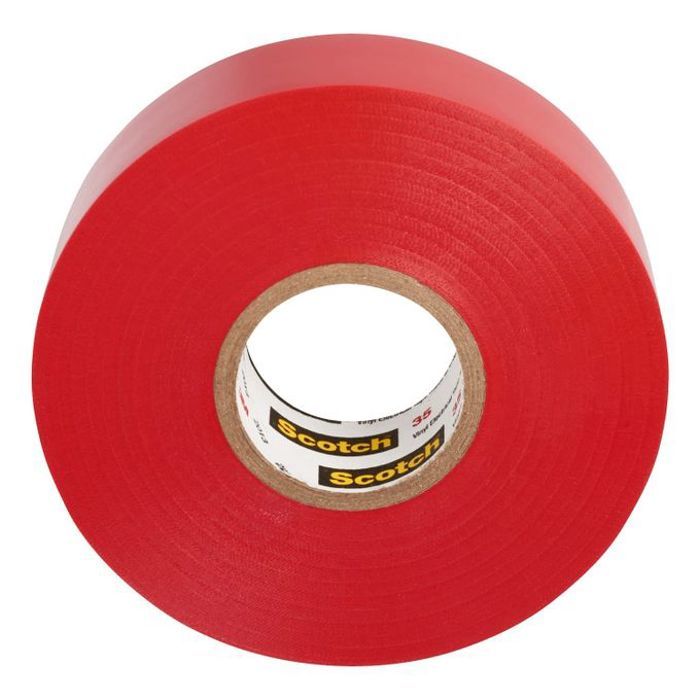 Ruban isolant - Scotch - Rouge - 20 m x 19 mm - Résistant aux intempéries - Ignifuge