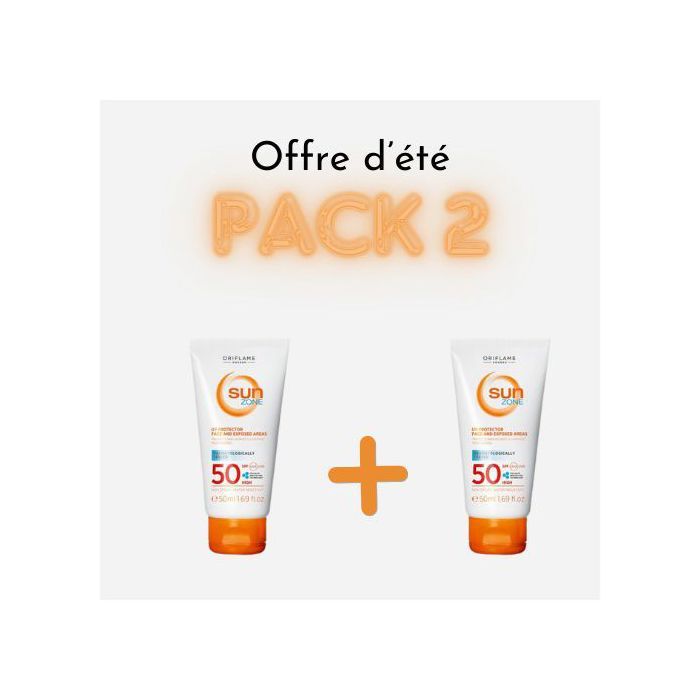 Pack de 2 Écran Sun Zone IP 50 Élevé - Protection UV Spéciale pour le Visage et les Zones Exposées