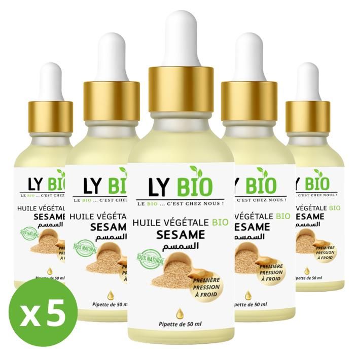 LYBIO PACK HUILE SESAME 50ml - PIPETTE LOT DE 5 bouteilles