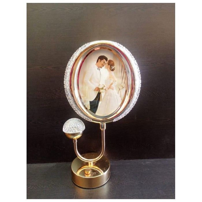Abat-jour avec double ampoule LED, Cadre photo rond à LED,, Cadeau pour mariage, anniversaire