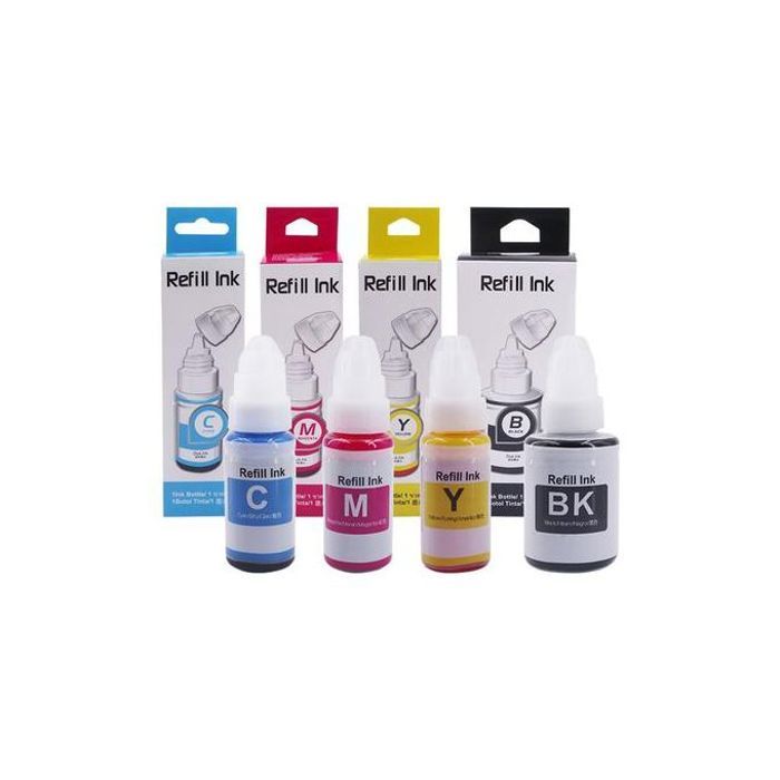 Compatible Bouteilles d'encre Remplacement pour Canon (4 Bouteilles,Noir-Cyan-Magenta-Jaune)
