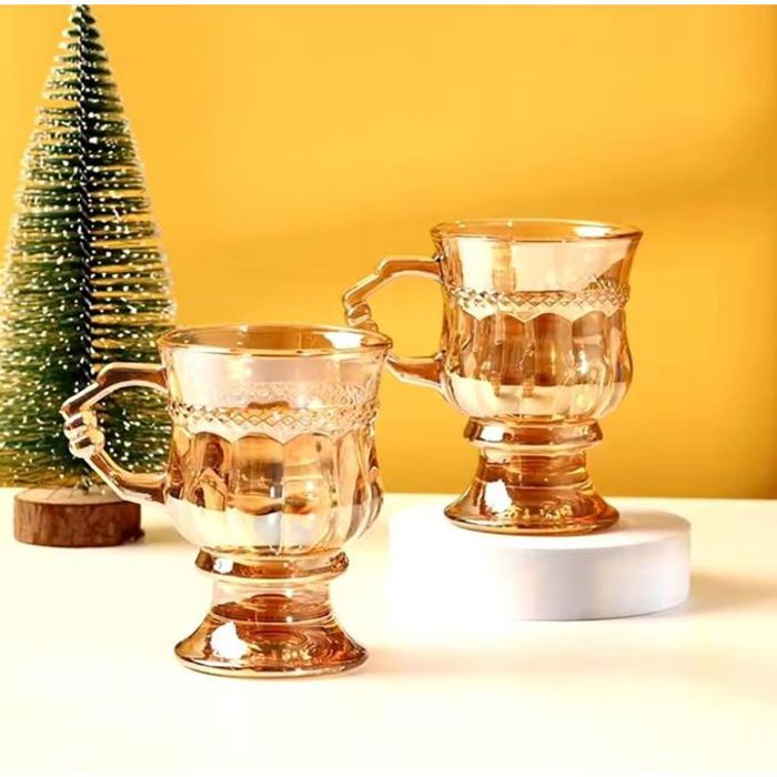 Tasses en verre - GENERIC - Lot de 6 - Design rétro - Verre transparent - Usage quotidien