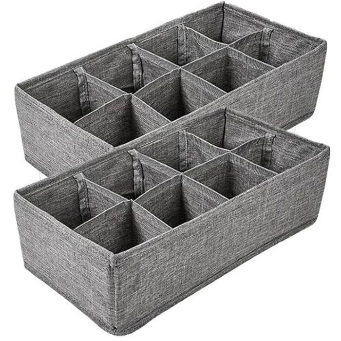 Organisateur de tiroirs - Noname - Set de 2 - 8 compartiments - Gris - Carton/Papier