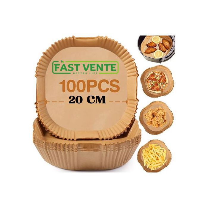 Lot 100 Pieces Papier Cuisson Pour Air Fryer, Naturellement Résistant à l'huile