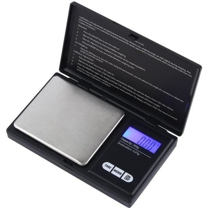 Balance de Poche Electroniques Numériques 200g x 0,01g pour Bijoux Or Aliments Cuisine