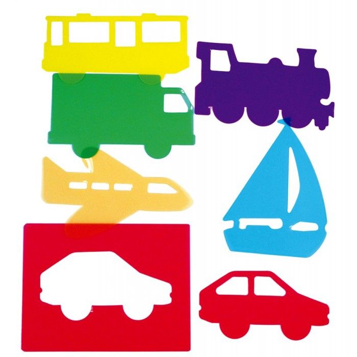 Pochoirs - Transport - 6 Pièces - Couleurs Vives - Durable et Lavable