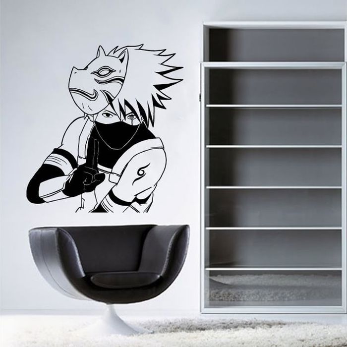 Sticker mural - Naruto - Hatake Kakashi - Autocollant non toxique - Décoration moderne - 58x58 cm
