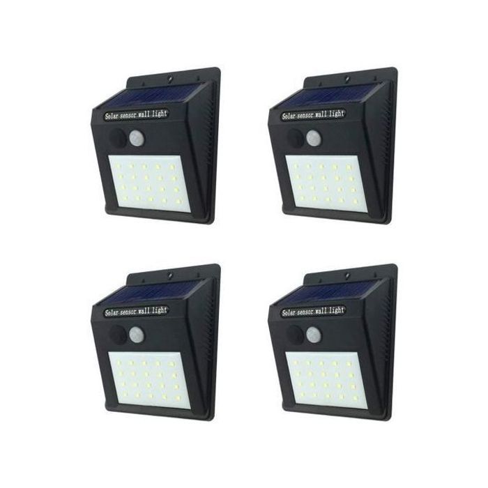 Pack de 4 lampes solaires - 20 LED - Etanche IP64 - Pour jardin, terrasse, cour et allée
