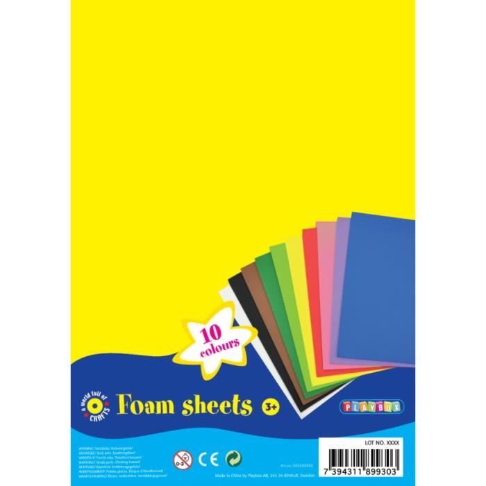 PBX2470247 - Playbox - Foam sheets (10 colours) - 30 x 20 cm - 10 pcs - Model Kit plastique