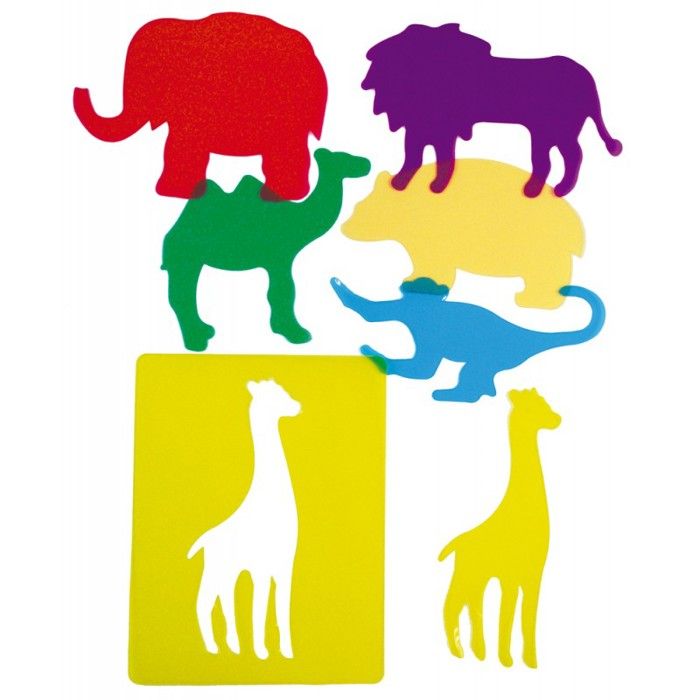 Pochoirs - HenBea - Animaux du Zoo - 6 Pièces - Couleurs Vives - Durable et Lavable