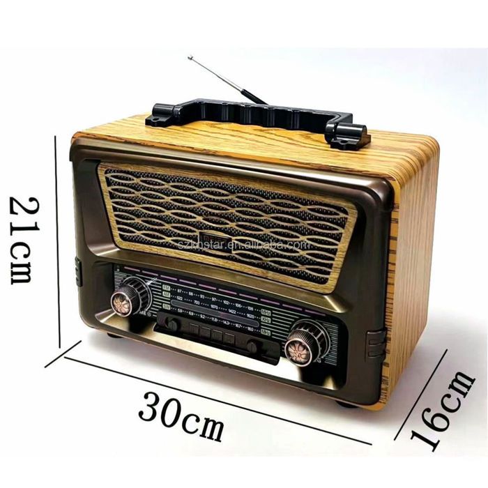 Haut-parleur en bois de grande taille, avec radio am fm, son stéréo, style rétro, radio de bureau avec télécommande,,