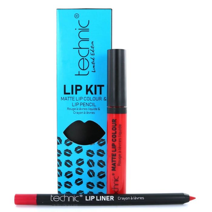 Kit à Lèvres - TECHNIC - Lady Bird - Crayon à Lèvres & Rouge à Lèvres - Couleur Rouge - Application Facile